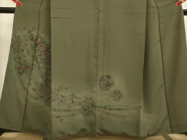 平和屋着物▼中国三大刺繍　スワトウ刺繍　汕頭刺繍　総刺繍　訪問着　几帳雪輪飛鶴花文　暈し染め　正絹　逸品　DABG3688du
