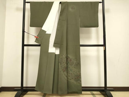 平和屋着物▼中国三大刺繍　スワトウ刺繍　汕頭刺繍　総刺繍　訪問着　几帳雪輪飛鶴花文　暈し染め　正絹　逸品　DABG3688du
