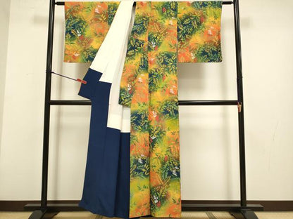 平和屋着物▼上質な小紋　南天文　暈し染め　正絹　逸品　DABG3691du