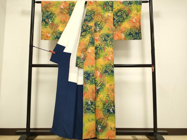 平和屋着物▼上質な小紋　南天文　暈し染め　正絹　逸品　DABG3691du