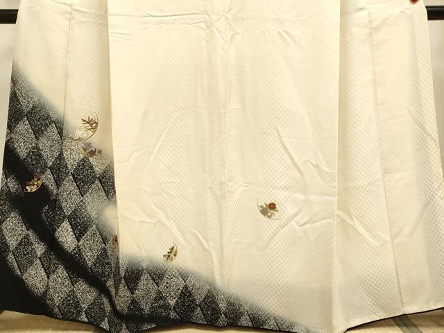 平和屋着物▼訪問着　総刺繍　草花文　兎　暈し染め　金銀糸　正絹　逸品　DABG3694du