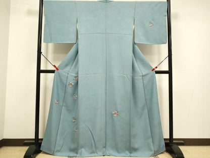 平和屋着物▼訪問着　総刺繍　草花文　正絹　逸品　DABG3699du