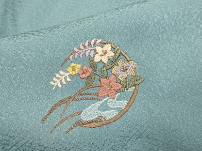 平和屋着物▼訪問着　総刺繍　草花文　正絹　逸品　DABG3699du