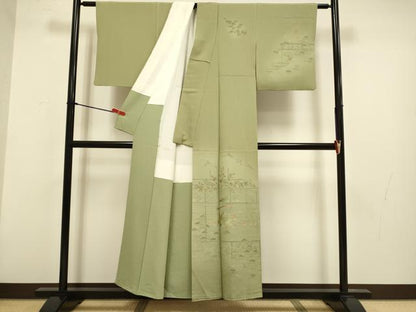 平和屋着物▼中国三大刺繍　スワトウ刺繍　汕頭刺繍　総刺繍　訪問着　大名行列　暈し染め　金糸　正絹　逸品　DABG3700du