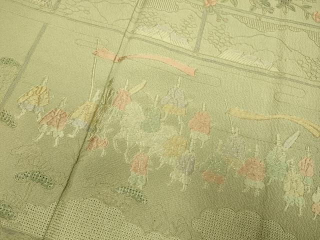 平和屋着物▼中国三大刺繍　スワトウ刺繍　汕頭刺繍　総刺繍　訪問着　大名行列　暈し染め　金糸　正絹　逸品　DABG3700du