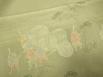 平和屋着物▼中国三大刺繍　スワトウ刺繍　汕頭刺繍　総刺繍　訪問着　大名行列　暈し染め　金糸　正絹　逸品　DABG3700du