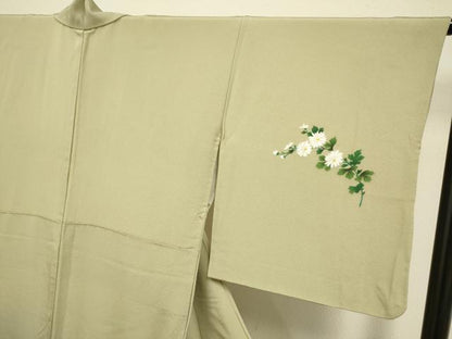 平和屋着物▼訪問着　手描き　雀　稲穂　草花文　暈し染め　金彩　正絹　逸品　DABG3719du