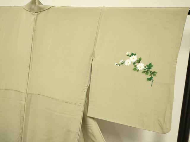 平和屋着物▼訪問着　手描き　雀　稲穂　草花文　暈し染め　金彩　正絹　逸品　DABG3719du