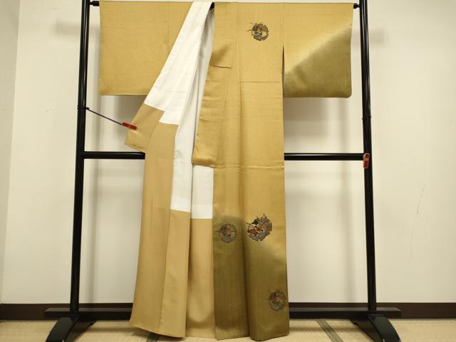 平和屋着物▼中国三大刺繍　スワトウ刺繍　汕頭刺繍　訪問着　雪輪花文　暈し染め　正絹　逸品　DABG3720du