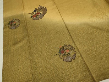 平和屋着物▼中国三大刺繍　スワトウ刺繍　汕頭刺繍　訪問着　雪輪花文　暈し染め　正絹　逸品　DABG3720du