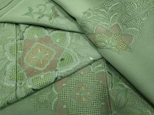 平和屋着物▼中国三大刺繍　スワトウ刺繍　汕頭刺繍　駒刺繍　総刺繍　訪問着　正倉院花文　暈し染め　正絹　逸品　DABG3723du