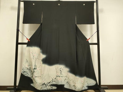 平和屋着物▼豪華黒留袖　作家物　手描き　竹梅　暈し染め　正絹　逸品　DABG3725du