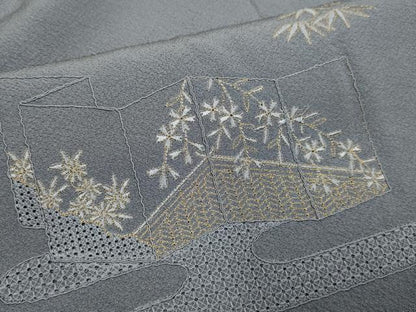 平和屋着物▼中国三大刺繍　スワトウ刺繍　汕頭刺繍　総刺繍　訪問着　屏風吉祥花文　暈し染め　金糸　正絹　逸品　DABG3728du