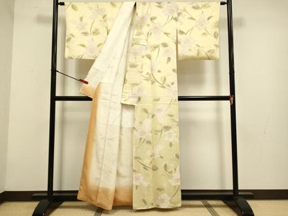 平和屋着物●上質な小紋　枝花文　地紋起こし　正絹　逸品　DABG3729du