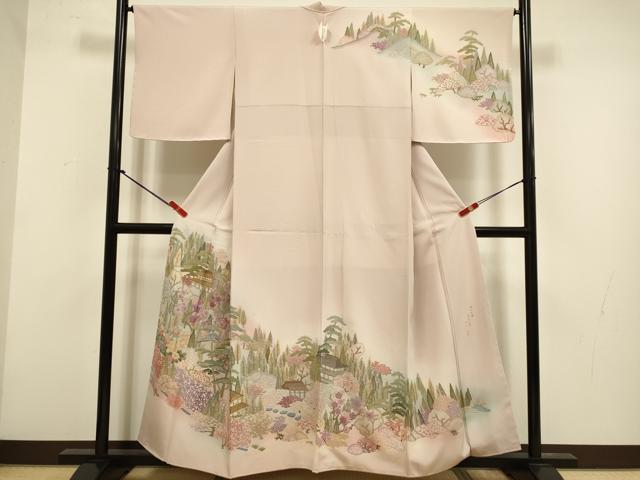 平和屋着物●中国三大刺繍　相良刺繍　総刺繍　訪問着　相良百景　竹田・知覧　暈し染め　金糸　正絹　逸品　DABG3740du