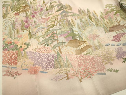 平和屋着物●中国三大刺繍　相良刺繍　総刺繍　訪問着　相良百景　竹田・知覧　暈し染め　金糸　正絹　逸品　DABG3740du