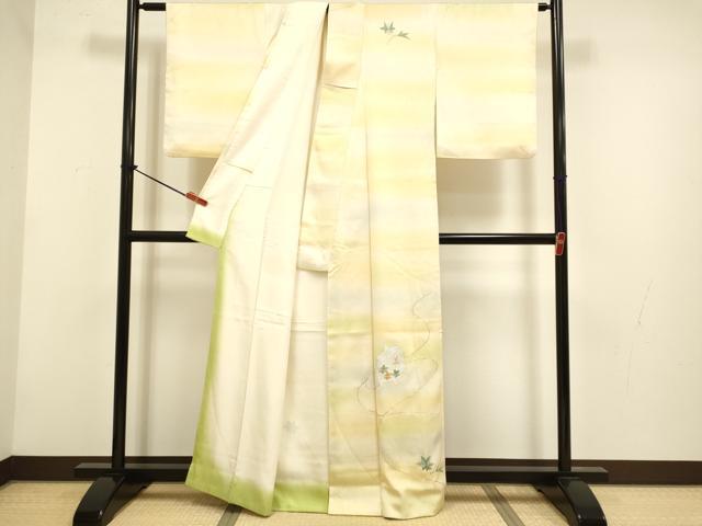 平和屋着物▼訪問着　駒刺繍　総刺繍　糸車文　暈し染め　正絹　逸品　DABG3749du