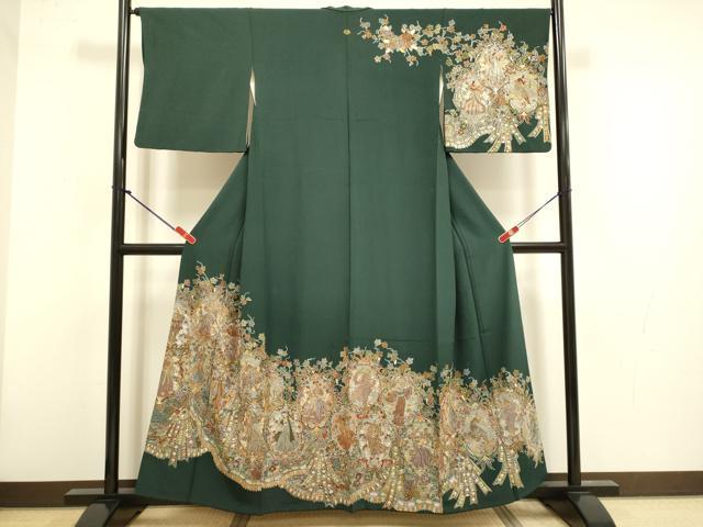 平和屋着物●中国三大刺繍　相良刺繍　総刺繍　訪問着　人物文　正絹　逸品　DABG3753du