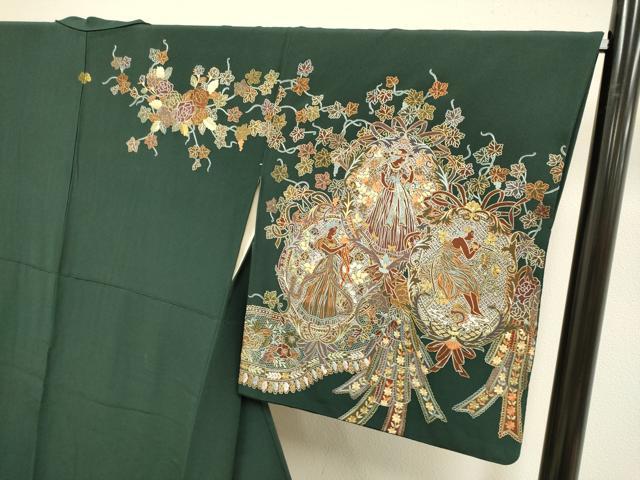 平和屋着物●中国三大刺繍　相良刺繍　総刺繍　訪問着　人物文　正絹　逸品　DABG3753du