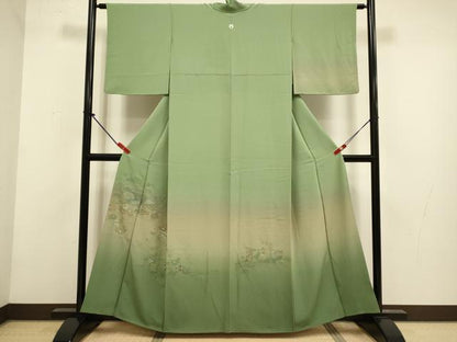 平和屋着物▼中国三大刺繍　スワトウ刺繍　汕頭刺繍　総刺繍　訪問着　風景花文　正絹　逸品　DABG3759du
