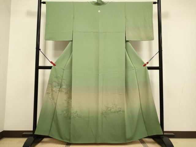 平和屋着物▼中国三大刺繍　スワトウ刺繍　汕頭刺繍　総刺繍　訪問着　風景花文　正絹　逸品　DABG3759du