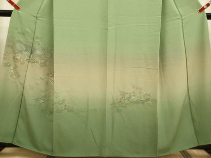 平和屋着物▼中国三大刺繍　スワトウ刺繍　汕頭刺繍　総刺繍　訪問着　風景花文　正絹　逸品　DABG3759du