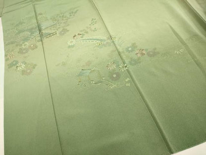平和屋着物▼中国三大刺繍　スワトウ刺繍　汕頭刺繍　総刺繍　訪問着　風景花文　正絹　逸品　DABG3759du
