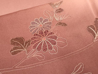 平和屋着物▼中国三大刺繍　スワトウ刺繍　汕頭刺繍　総刺繍　訪問着　菊　暈し染め　正絹　逸品　DABG3762du
