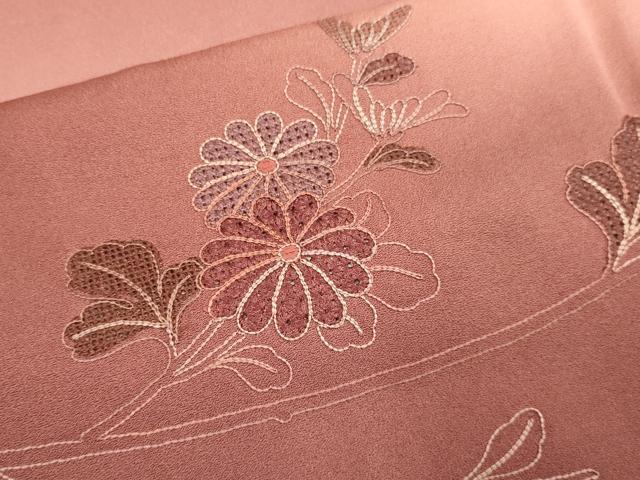 平和屋着物▼中国三大刺繍　スワトウ刺繍　汕頭刺繍　総刺繍　訪問着　菊　暈し染め　正絹　逸品　DABG3762du