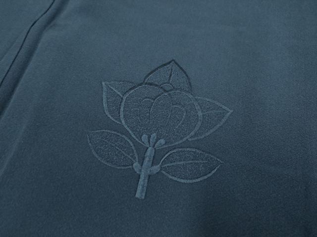 平和屋着物▼無地絵羽訪問着　総刺繍　立花文　藍鉄色　正絹　逸品　DABG3764du