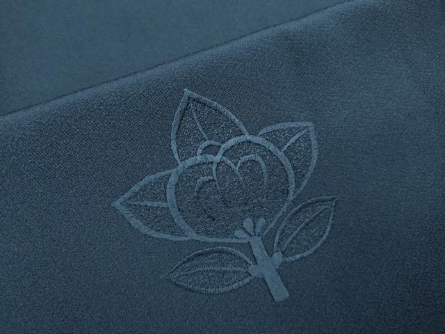 平和屋着物▼無地絵羽訪問着　総刺繍　立花文　藍鉄色　正絹　逸品　DABG3764du