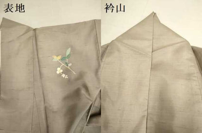 平和屋着物●訪問着　白山紬地　枝花文　暈し染め　正絹　逸品　DABG3765du