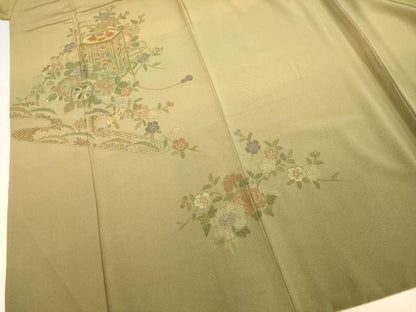 平和屋着物▼中国三大刺繍　スワトウ刺繍　汕頭刺繍　総刺繍　訪問着　貝桶花文　暈し染め　正絹　逸品　DABG3766du