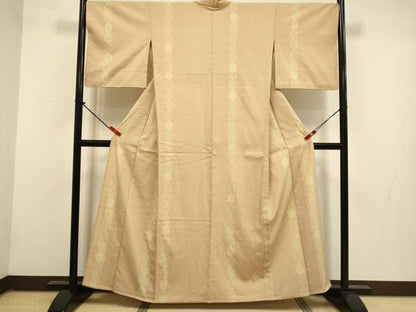平和屋着物▽本塩沢　単衣　110亀甲　亀甲繋ぎ　正絹　逸品　DABG3782du