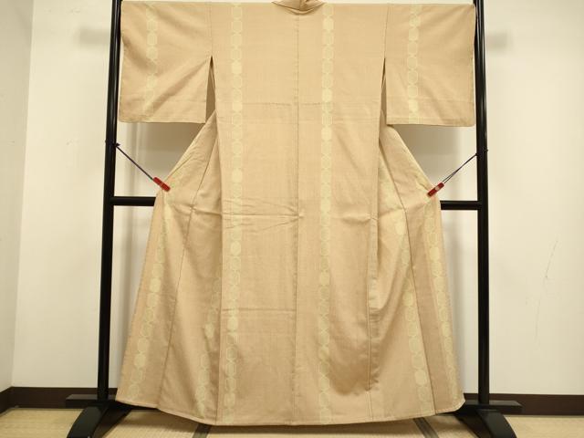 平和屋着物▽本塩沢　単衣　110亀甲　亀甲繋ぎ　正絹　逸品　DABG3782du