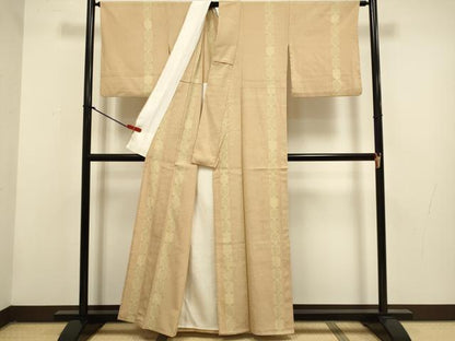 平和屋着物▽本塩沢　単衣　110亀甲　亀甲繋ぎ　正絹　逸品　DABG3782du