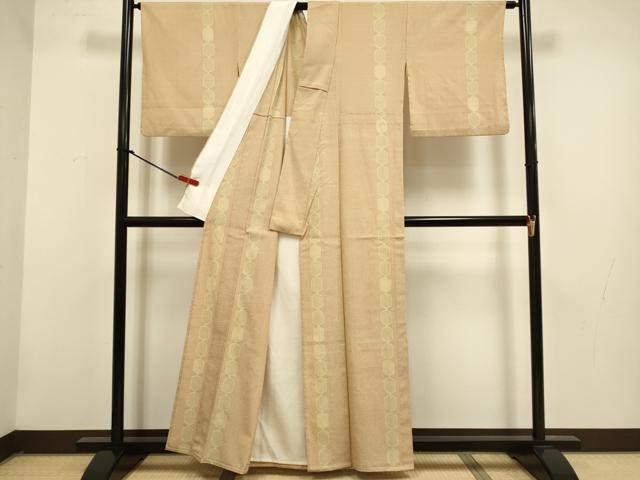 平和屋着物▽本塩沢　単衣　110亀甲　亀甲繋ぎ　正絹　逸品　DABG3782du