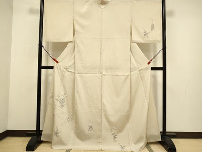 平和屋着物▽染色家　岸上純平　訪問着　本塩沢　単衣　流水花文　正絹　逸品　DABG3789du