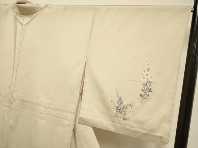 平和屋着物▽染色家　岸上純平　訪問着　本塩沢　単衣　流水花文　正絹　逸品　DABG3789du