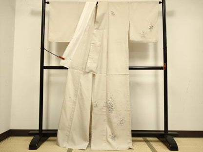 平和屋着物▽染色家　岸上純平　訪問着　本塩沢　単衣　流水花文　正絹　逸品　DABG3789du