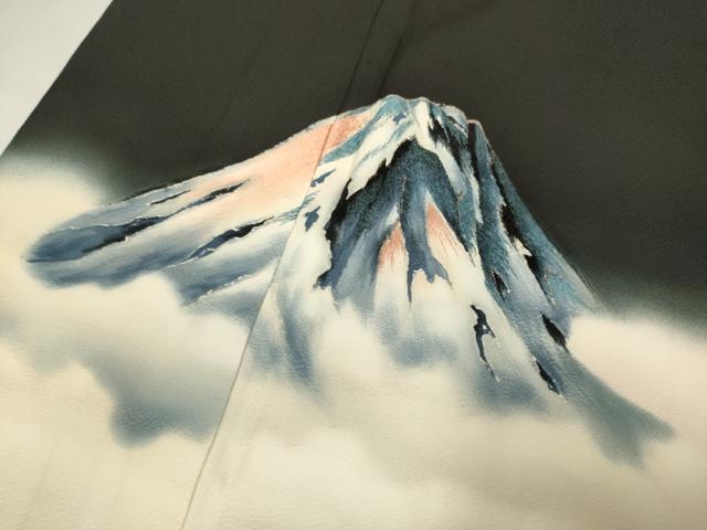 平和屋着物▽豪華黒留袖　単衣　刺繍　遠山文　暈し染め　ロング丈　正絹　逸品　DABG3799du