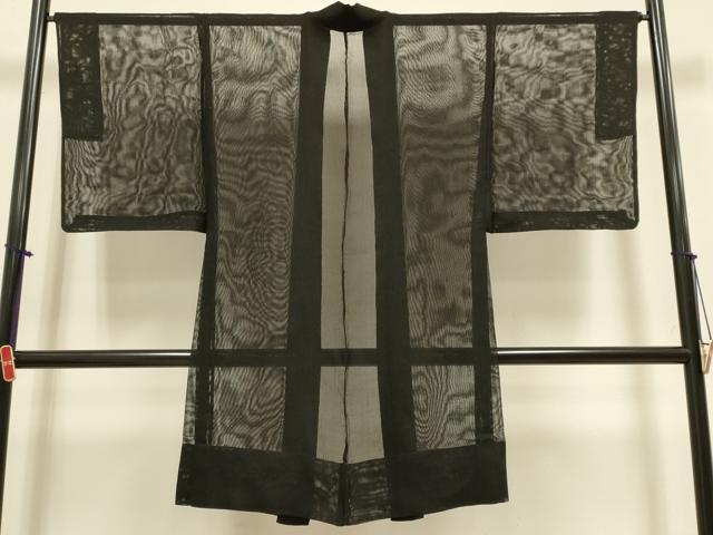 平和屋着物▽長羽織　スリーシーズン　春夏秋　塵除け　黒地　正絹　逸品　DABG3803du