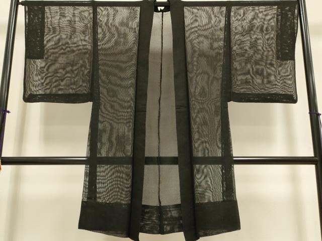 平和屋着物▽長羽織　スリーシーズン　春夏秋　塵除け　黒地　正絹　逸品　DABG3803du