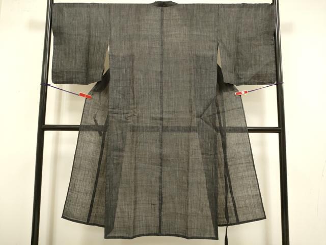平和屋着物▽道中着　スリーシーズン　春夏秋　塵除け　上布　縞　麻　DABG3811du