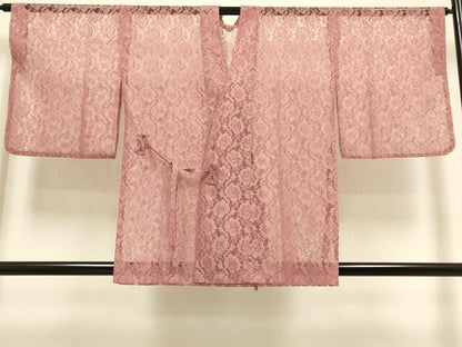 平和屋着物▽道中着　スリーシーズン　春夏秋　塵除け　花尽くし　総レース　薄紅色　DABG3814du