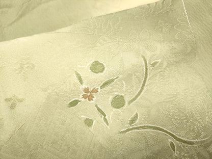 平和屋着物▽上質な小紋　単衣　切嵌草花文　暈し染め　地紋起こし　正絹　逸品　DABG3817du