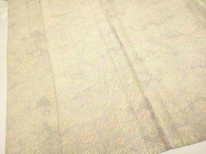 平和屋着物▽上質なお召　単衣　草花文　正絹　逸品　DABG3820du
