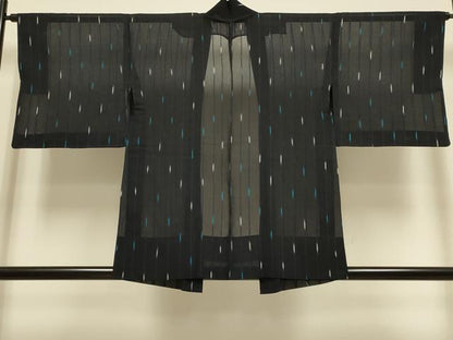 平和屋着物▽羽織　スリーシーズン　春夏秋　塵除け　間道　ちぢみ織　正絹　逸品　DABG3825du