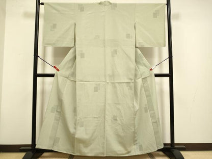 平和屋着物▽本塩沢　単衣　110亀甲　色紙重ね文　正絹　逸品　DABG3855du