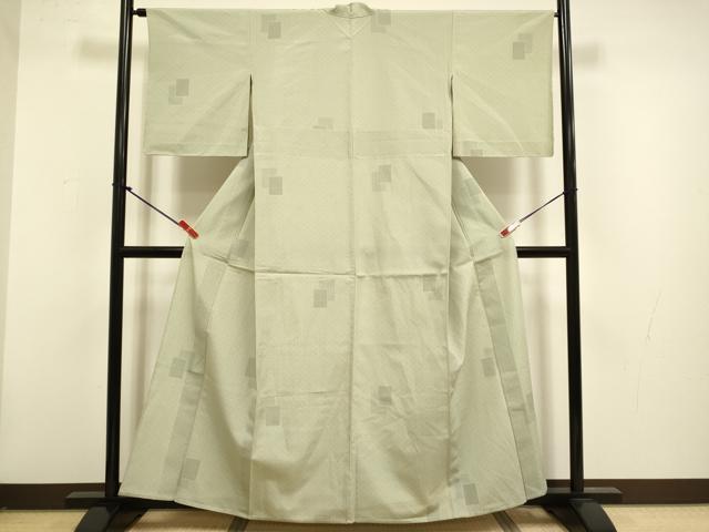 平和屋着物▽本塩沢　単衣　110亀甲　色紙重ね文　正絹　逸品　DABG3855du